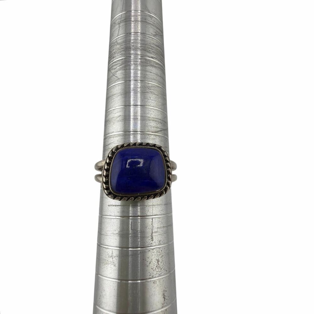 Sterling Silver Lapis Lazuli Ring Size 7.5 Genuine Blue Gemstone Artisan Jewelry